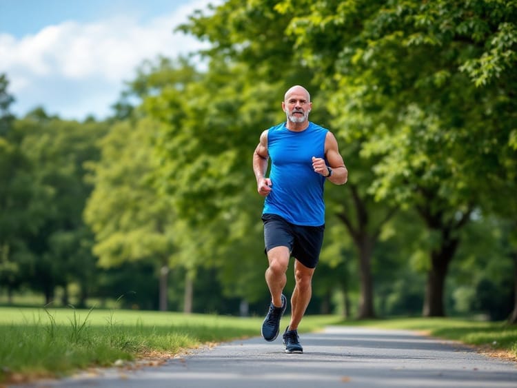 man jogging on trail