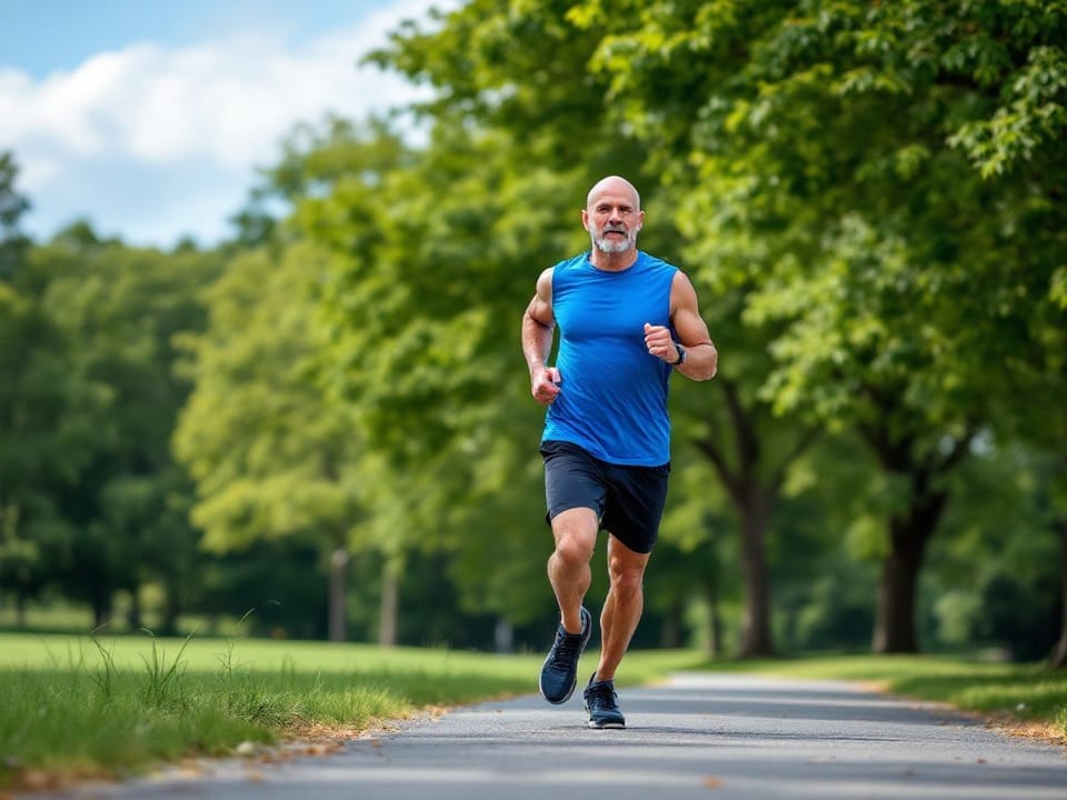 man jogging on trail